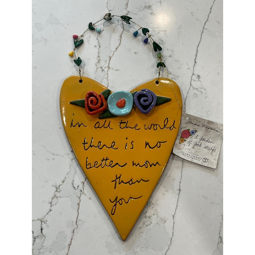 Dept 56 Sandra Magsamen Vintage Ceramic Heart Wall Sign Gift for Mom Mother